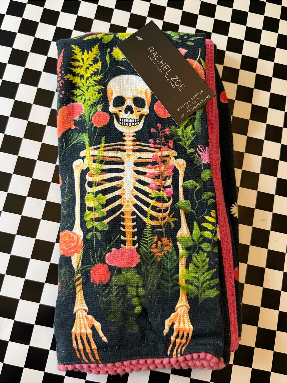 Rachel Zoe Floral Skeleton Kitchen Towels Set of 3